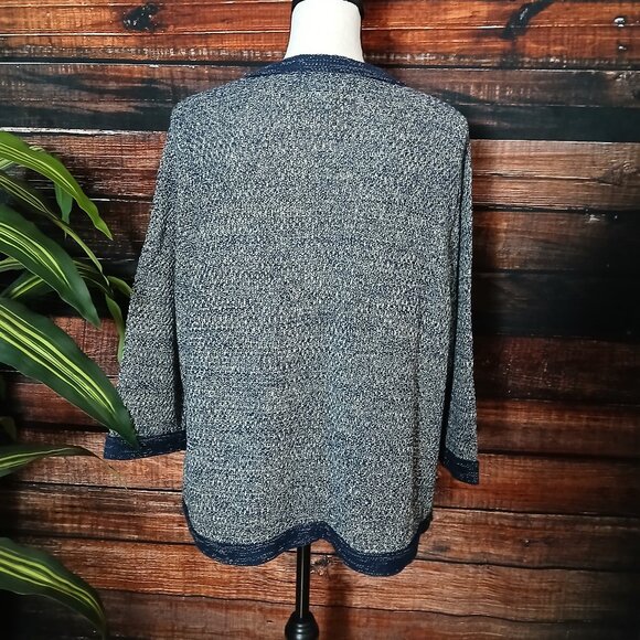 NWT Roz & Ali 2X Cardigan Sweater Knit Jacket Blazer Navy Chain Trim - Picture 5 of 13